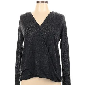 Velvet by Graham & Spencer Anthro  V Neck Black/Grey Long Sleeve